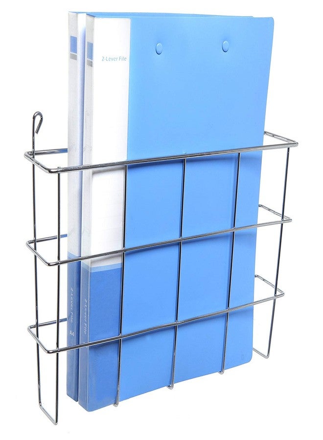 INDIAN DECOR 10007 Modern Wall Mounted Silver Metal Magazine Storage Basket/Hanging Office File Holder/Newspaper Rack - Image 3